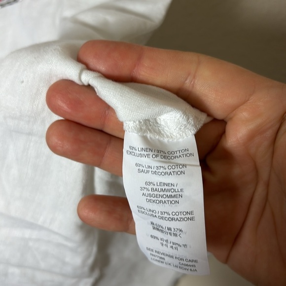 J. Crew cap-sleeve top in embroidered sunburst White Sz 0linen cotton blend - Picture 6 of 9